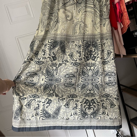 PIPSQUEAK CHAPEAU ivory cream black scroll floral paisley cotton midi dress - Picture 3 of 7